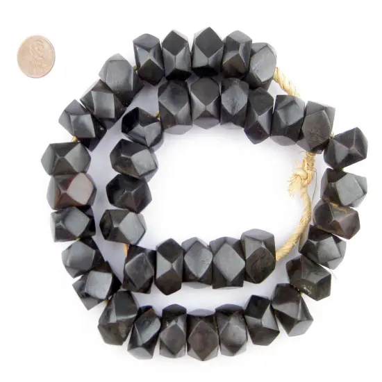 The Bead Chest Black Bone Beads - Full Strand of Fair Trade African Beads (Faceted, Black) {2}