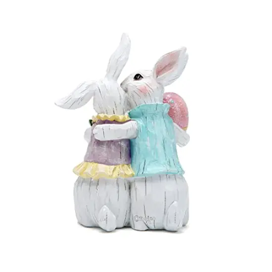 Hodao Easter Bunny Couple Decorations Spring Decors Figurines Tabletopper Decorations for Party Home Holiday Cute Rabbit Easter Day Couple Gifts Decorations {3}