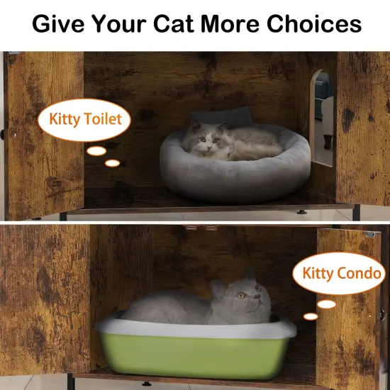 Litter Box Enclosure with Storage Shelves Dark brown {4}