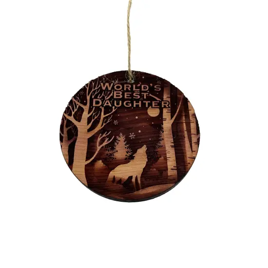 Winter Wolf Worlds Best Daughter - cedar ornament {1}