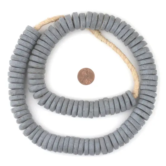 The Bead Chest Grey Ashanti Glass Disk Beads (20mm) {2}