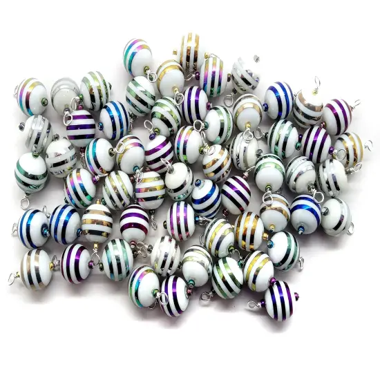 Striped Miniature Ornament Mix, 20 pc, Mini Glass Baubles for Dollhouse, 1:6 or 1:12 Scale, Adorabilities {3}