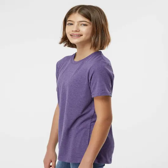 Tultex&reg; Crewneck Short Sleeve Youth Poly-Rich T-Shirt Heather purple {7}