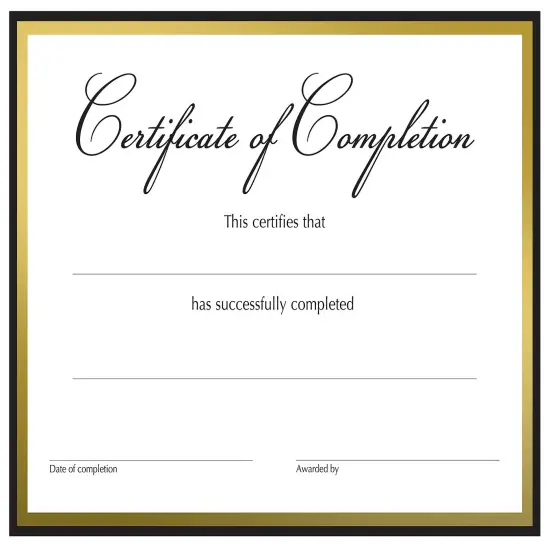 Great Papers! Certificate of Completion Fill-In, Black and Gold Border, 8.5" x 11", Printer Compatible, 15 count {1}