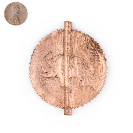 The Bead Chest Elephant Copper Sun Baule Bead Pendant (75x65mm): African Tribal Metal Pendant for DIY Jewelry and Necklace {2}