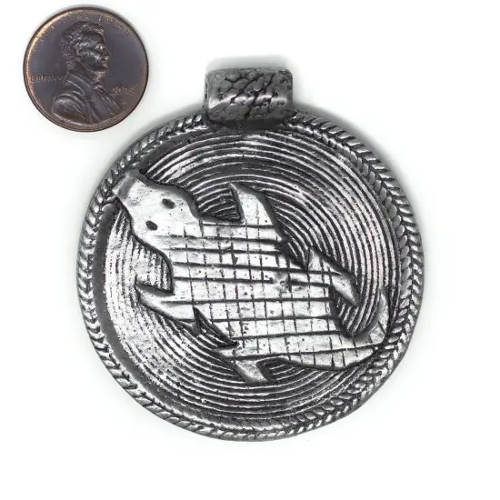 The Bead Chest Silver Lizard Baule Bead Pendant (58x52mm): African Tribal Metal Pendant for DIY Jewelry and Necklace {2}