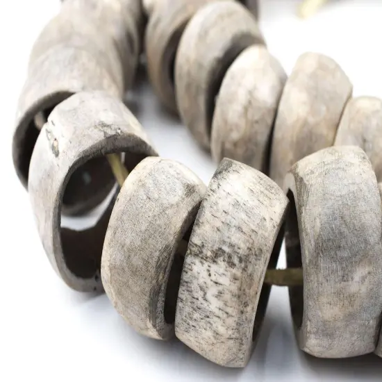 The Bead Chest Rustic Grey Bone Beads - Full Strand of Fair Trade African Beads (Ring, Rustic Grey) {1}