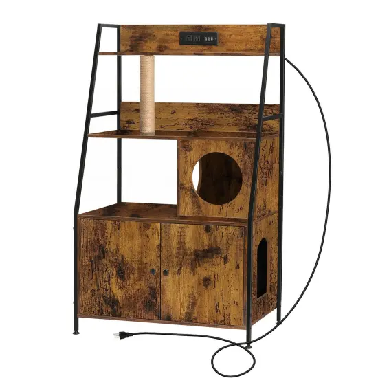 Litter Box Enclosure with Storage Shelves Dark brown {1}