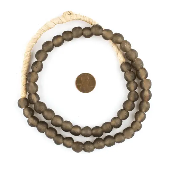 The Bead Chest Dark Brown Recycled Glass Beads 11mm Ghana African Sea Glass Round Large Hole 25 Inch Strand Handmade Fair Trade {2}