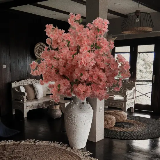 Cherry Blossom Stem: Set of 3, 40-Inch, Silk Flowers, Floral Home by Artificial Flowers Light pink {6}