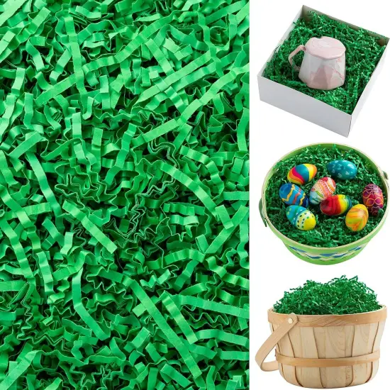 12oz Easter Grass Crinkle Paper Shred Pure Green Easter Basket Filler {1}