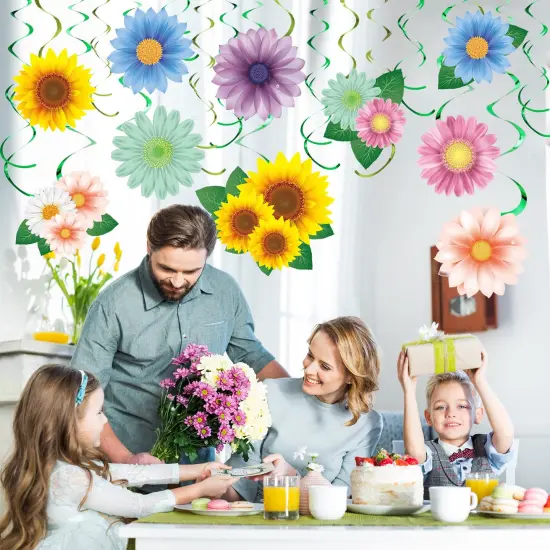 30 Pieces Flowers Butterfly Hanging Swirl Decorations, Spring Summer Sunflower Baby Shower Decor for Women Kids Birthday Easter Party Baby Shower Mother's Day Wedding Supplies (Flower) {4}
