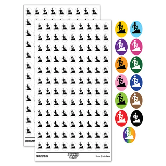 Hiker Hiking up Mountain Icon 200+ 0.50" Round Stickers Rainbow {1}