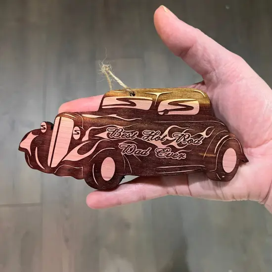 Best Hot Rod Dad Ever 34 Coupe - Cedar Ornament {4}