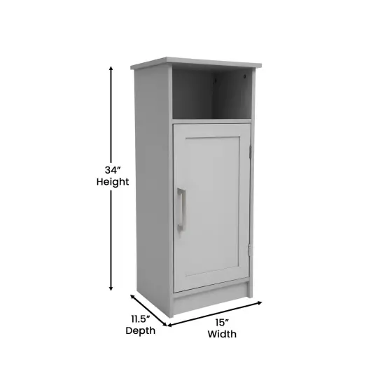 Merrick Lane Vigo Bathroom Storage Cabinet with Adjustable Cabinet Shelf, Upper Open Shelf, and Magnetic Closure Door White {12}