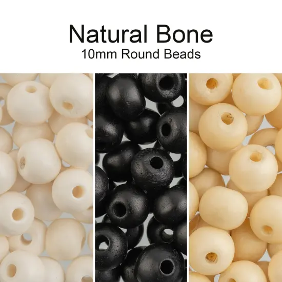 John Bead 10mm Round Natural Bone Beads, 100pcs {2}