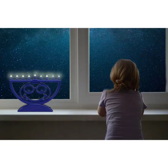 Rite Lite 8.5" Blue Battery Operated Multi Function LED Menoji Hanukkah Menorah {4}