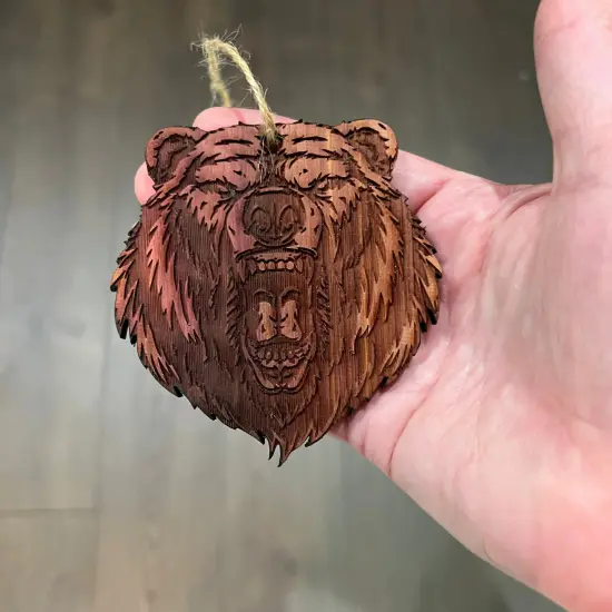 Mean Grizzly - Cedar Ornament {3}