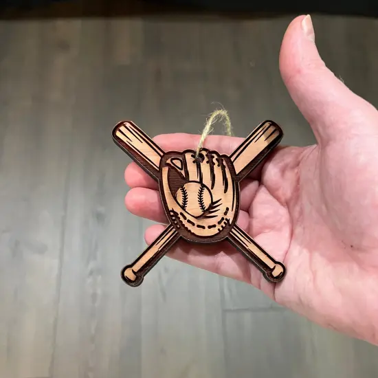 Baseball Bat and Glove - Cedar Ornament {4}