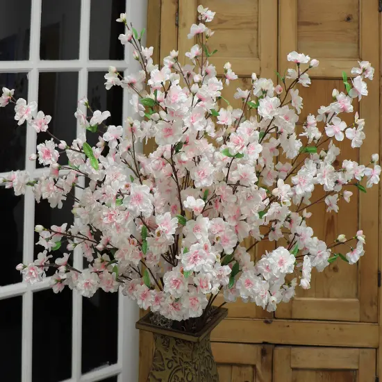 6-Pack Light Pink Cherry Blossom Stems - Realistic Silk Flowers for Floral Arrangements, Bouquets & Home Decor by Floral Home® {4}
