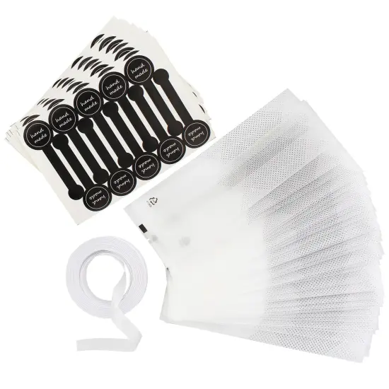 Spec101 Translucent Plastic Bags - 100pk Food Gift Bag with Stickers and Ribbon {1}