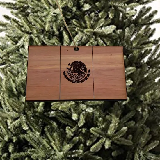 Mexican Flag - Cedar Ornament {1}