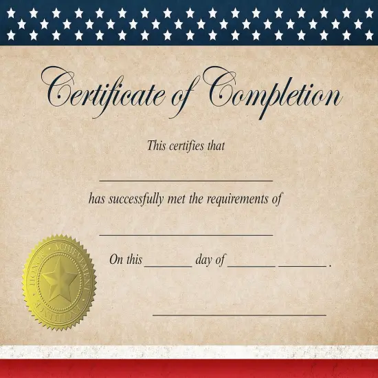 Great Papers! Stock Fill-In Certificates Patriotic, Completion, 8.5" x 11", Not Printer Compatible, 25 Count {1}
