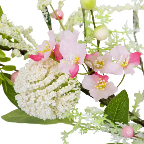 Northlight Hydrangea and Berry Floral Spring Garland - 5' - Pink and White {5}