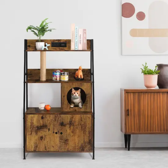 Litter Box Enclosure with Storage Shelves Dark brown {6}
