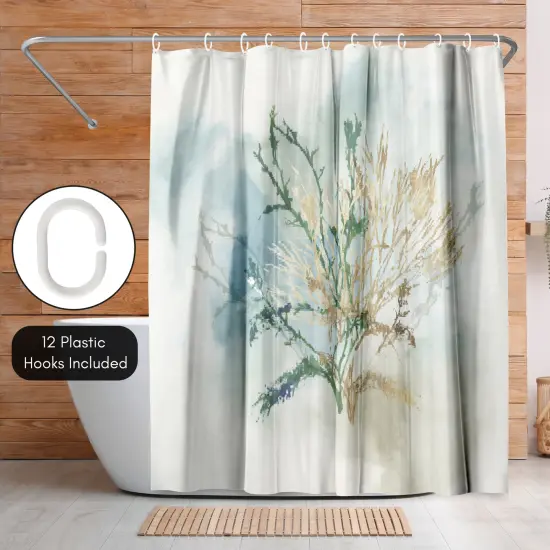 Americanflat 71" x 74" Shower Curtain, Green Coral II by PI Creative Art {5}