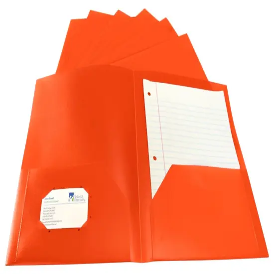 School Smart 2-Pocket Poly Folders, Pack of 25 Orange {3}