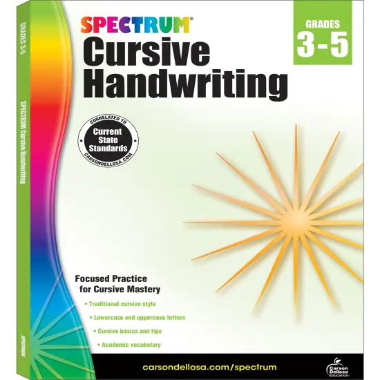 Spectrum Grades 3-5 Cursive Handwriting Workbook, Lowercase and Uppercase Letters, Vocabulary, and More Writing Practice, Classroom or Homeschool Curriculum {1}
