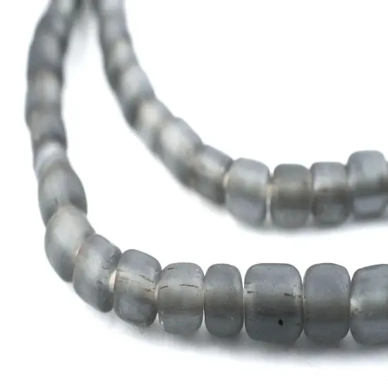 The Bead Chest Indonesian Glass Beads, Small Java Bali 4mm Spacers Jewelry Making Supplies for Necklaces, Bracelets, DIY Crafts (Translucent Grey) {1}