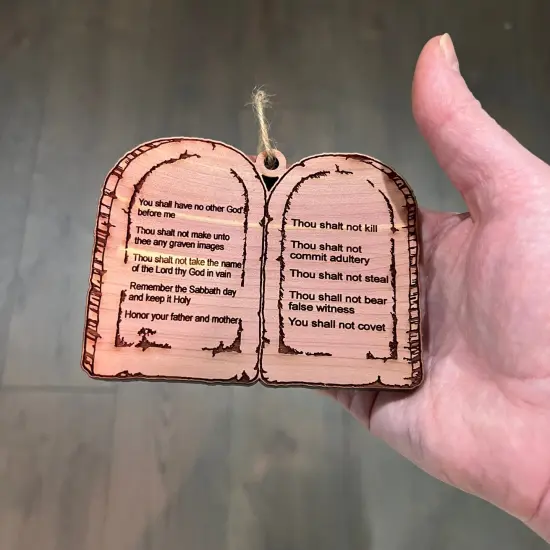 10 Commandments - Cedar Ornament {4}