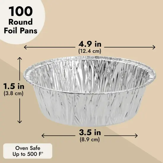 100 Pack Aluminum Round Disposable Foil Pie Pans for Baking {2}