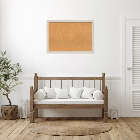 Hardwood Narrow Wood Framed Corkboard, Natural Cork Hardwood White Wash {6}