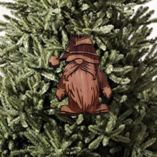 Christmas bearded gnome - Cedar Ornament {3}
