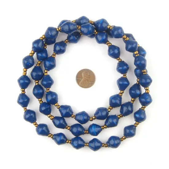 The Bead Chest Recycled Paper Bead Necklace from Uganda - Fair Trade African Jewelry (Dark Cobalt Blue) {2}