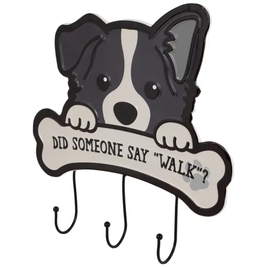 Northlight Did Someone Say "Walk"? Dog Metal Wall Organizer - 13" - Black and Cream {5}