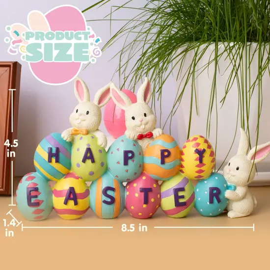 JOYIN Easter Bunny Carrots Resin Centerpiece Decor with The Word Spring Decoration Tabletop & Egg Figuring for Home and Office {2}