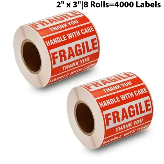 Self-Adhesive Shipping Stickers Handle With Care Fragile 2" x 3" Size {1}