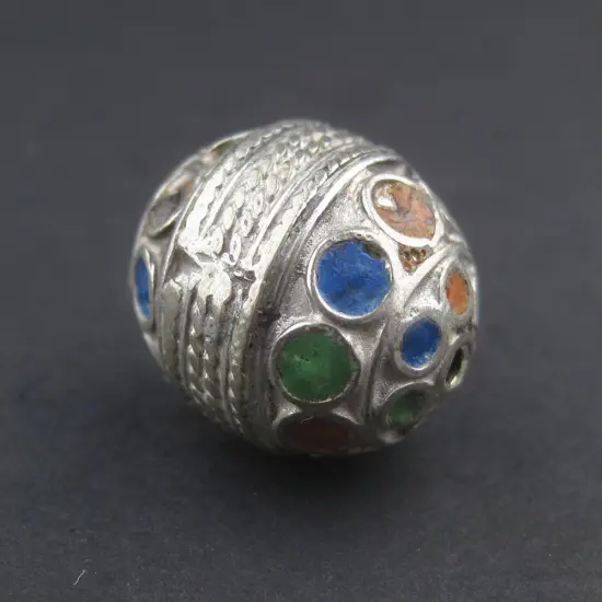The Bead Chest Multicolor Enamel Berber Bead (Set of 2) {1}
