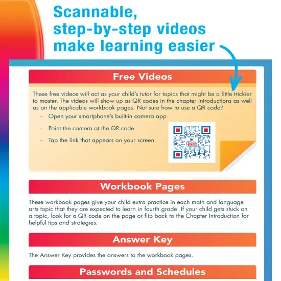 Spectrum Complete Learning + Videos 4th Grade Workbook, Language Arts, Reading Comprehension, Writing, and Math Book for Kids Ages 9-10 With Video Tutorials {4}