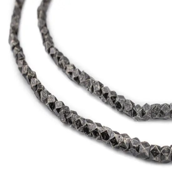 Cornerless Cube Beads - Full Strand of Faceted Ethnic Metal Spacers - The Bead Chest (3mm, Midnight Brass) {1}