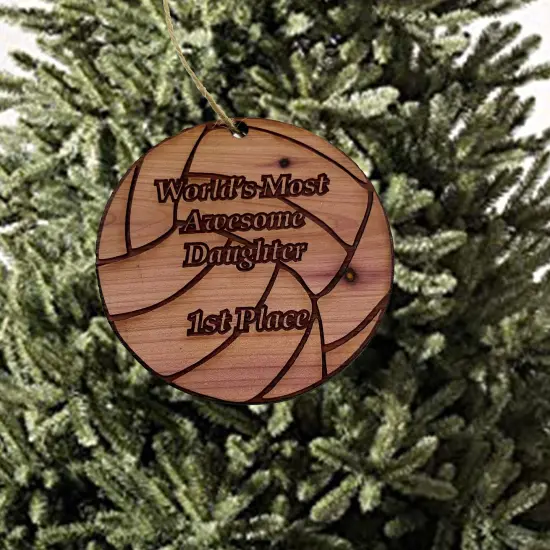 Volleyball 1st Place Worlds most awesome Daughter - Cedar Ornament {2}