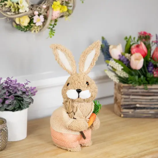 Northlight Plush Boy Easter Rabbit Figurine with Carrots - 11" Beige {3}