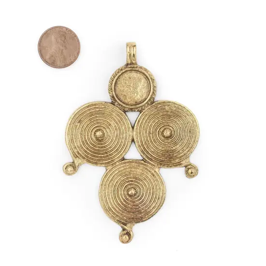 TheBeadChest Brass Berber Spiral Pendant (90x60mm) {2}