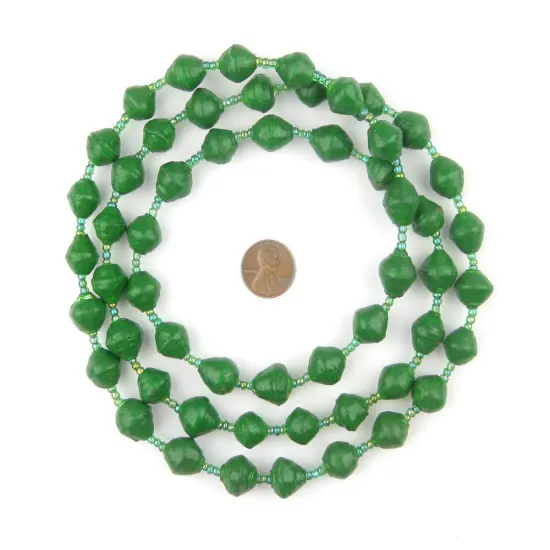 The Bead Chest Recycled Paper Bead Necklace from Uganda - Fair Trade African Jewelry (Dark Green) {2}