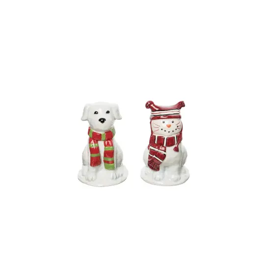 Christmas Dog/Cat Salt & Pepper Shakers Set of 2 {1}