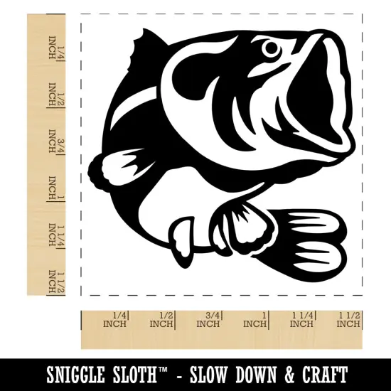 Jumping Largemouth Bass Fish Self-Inking Rubber Stamp Ink Stamper Red {1}